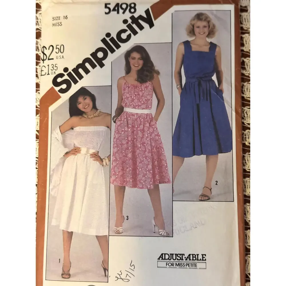 Vintage 1980s Simplicity 5498 Sewing Pattern UNCUT Size 12 80s Boho Summer Dress